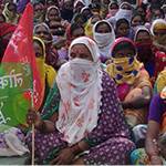 Indian women farm workers on strike