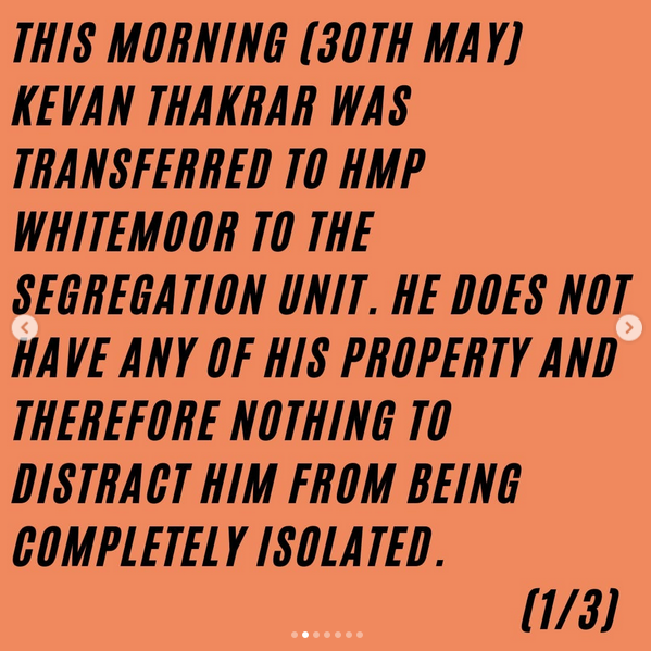 Kevan Thakrar moved to Whitemoor prison